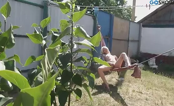 Blonde Outdoor Masturbation Stimulating Moments in the Hammock